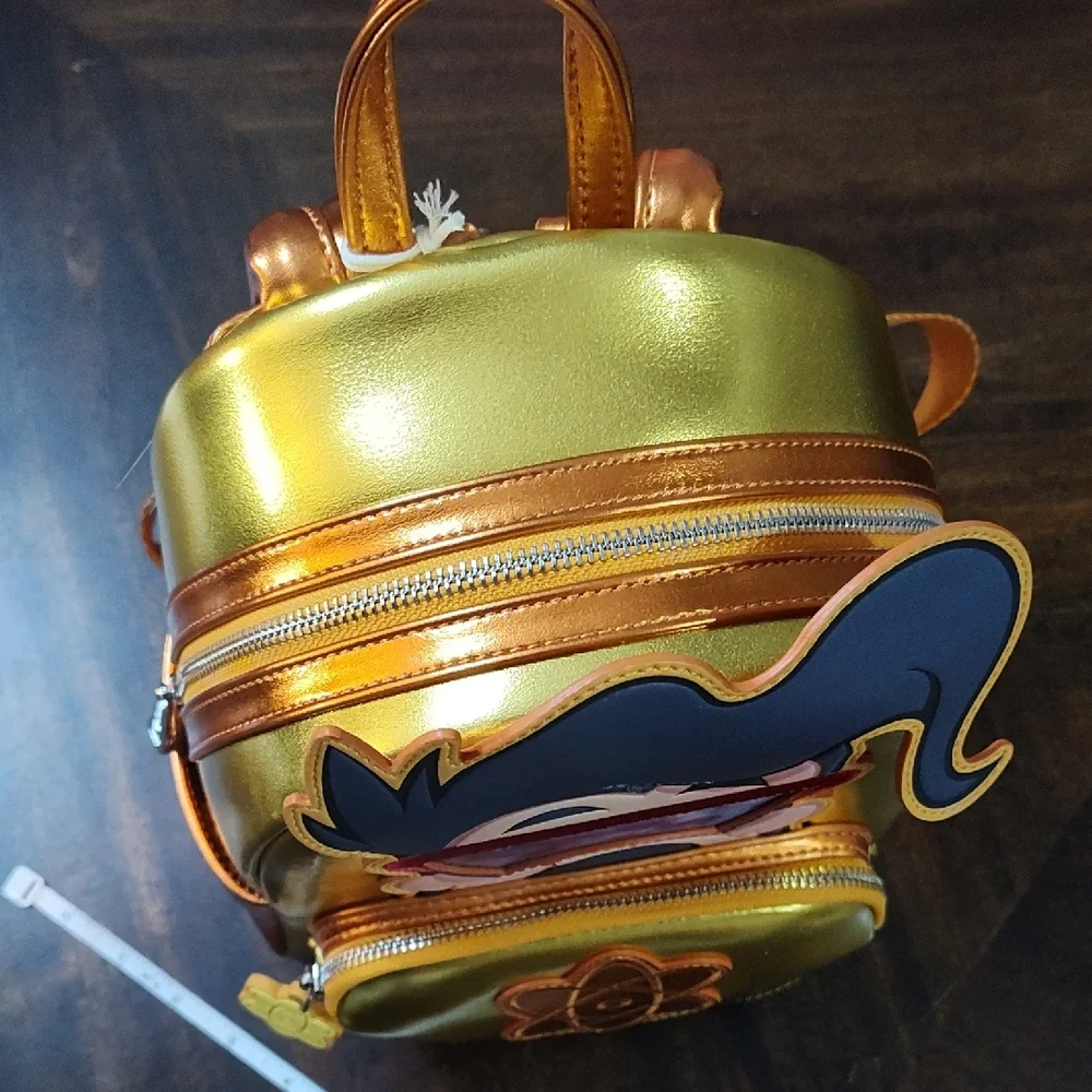 Loungefly Metallic Gold Cartoon Scientist Mini Backpack - Picture 4 of 5